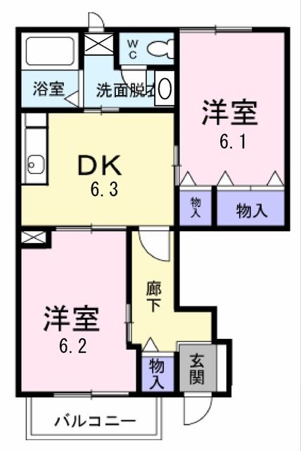 郡山市八山田西のアパートの間取り