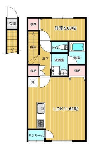 三沢市大字三沢のアパートの間取り