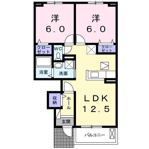 北九州市小倉南区中吉田のアパートの間取り