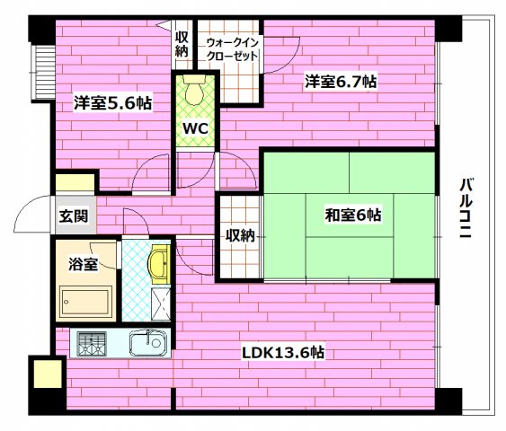 広島市安佐南区大町東のマンションの間取り