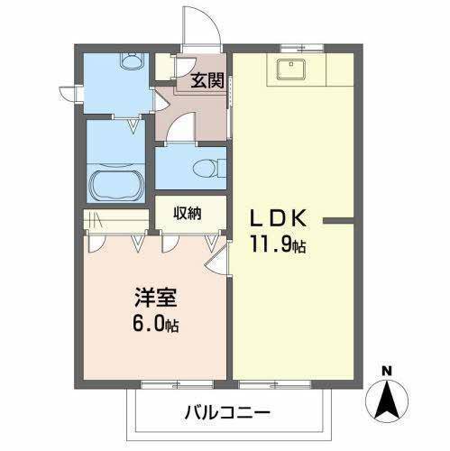 【松山市土居田町のアパートの間取り】