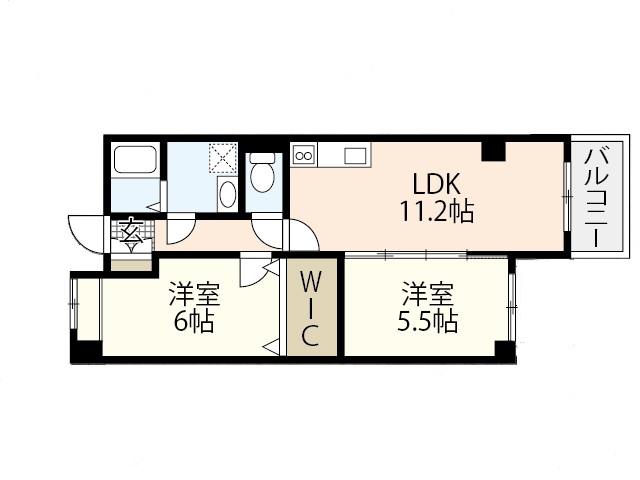 岡山市北区富田町のマンションの間取り