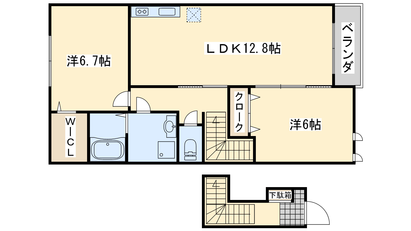 貝塚市澤のアパートの間取り