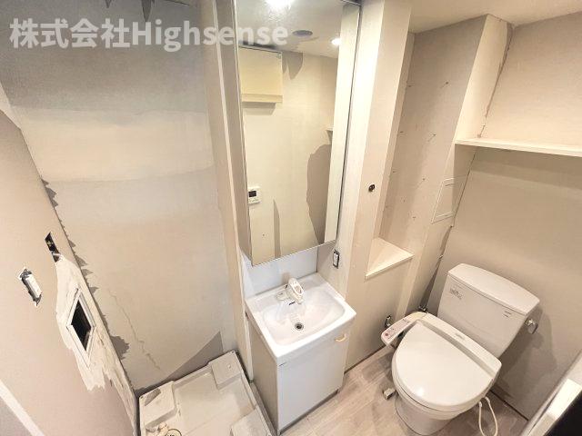 洗面設備　スペースが確保できる洗面所です