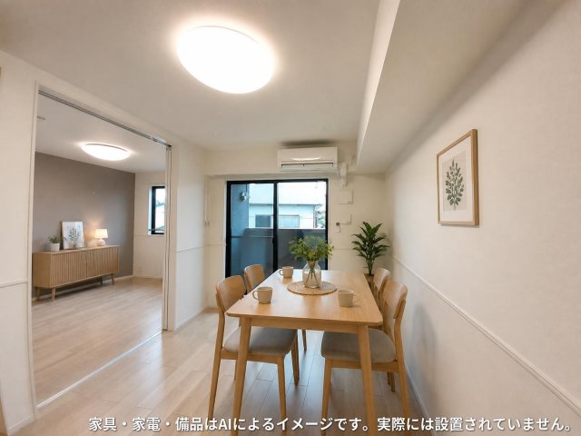 居室・リビング　※家具・家電・備品等はＡＩ画像生成により配置例を示したもので