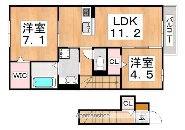 近鉄南大阪線 矢田駅 徒歩5分 2階建 築13年の間取り写真