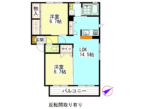 広島市安佐南区伴東のアパートの間取り