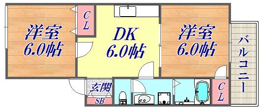 【大倉山ハイツB棟の間取り】