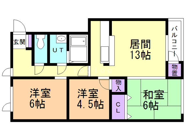 【函館市高丘町のアパートの間取り】