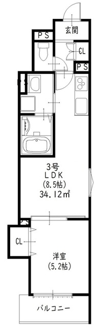 【守口市西郷通のアパートの間取り】