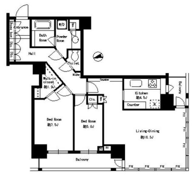 【港区芝浦のマンションの間取り】