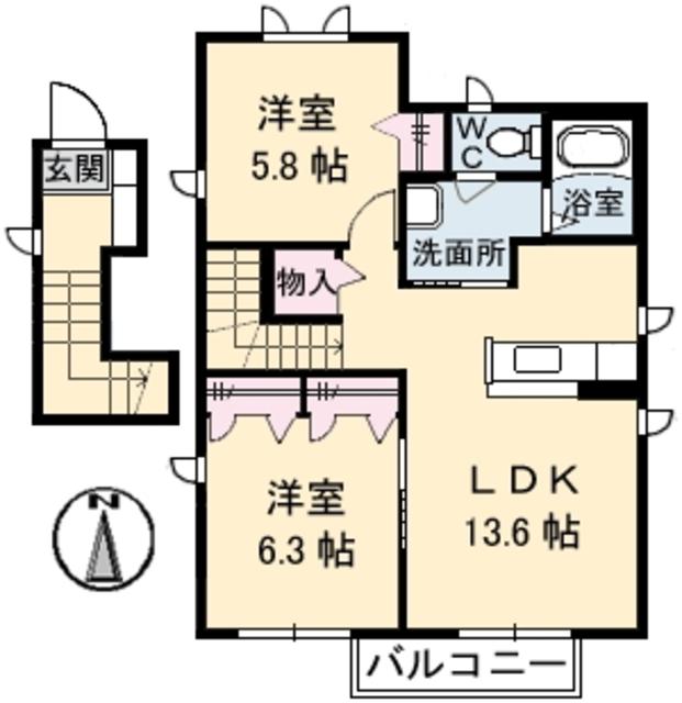 フォンティーヌ　Ａ棟の間取り