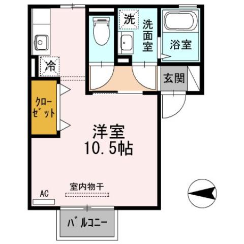 福山市神辺町大字川北のアパートの間取り