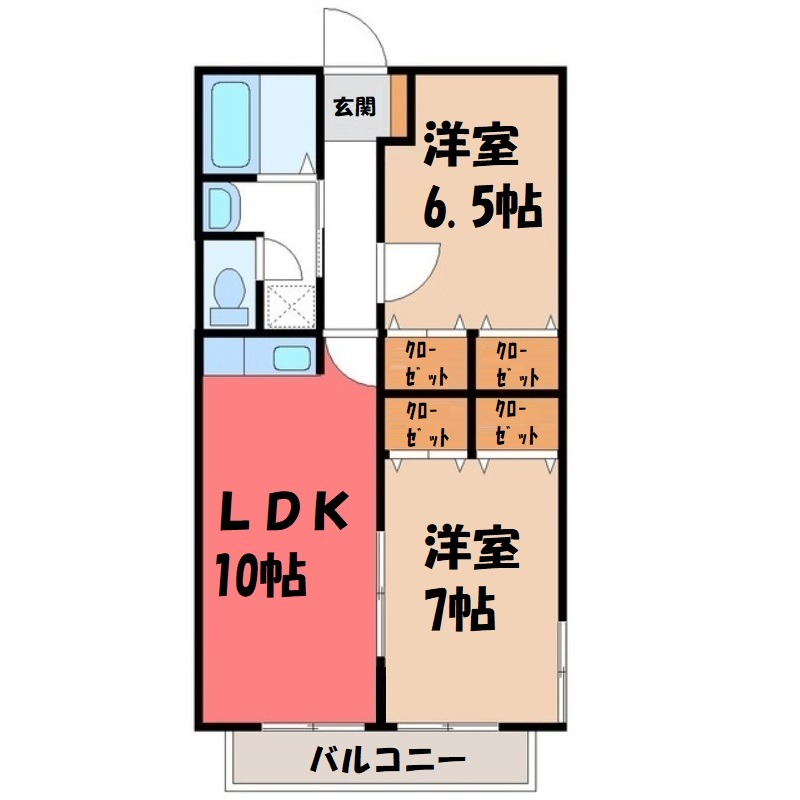 宇都宮市江曽島本町のアパートの間取り