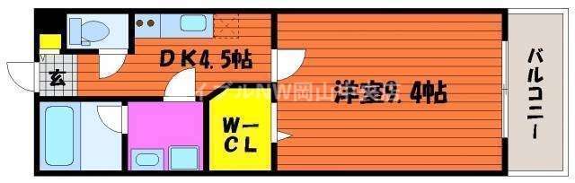 岡山市北区内山下のマンションの間取り