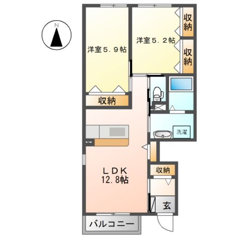 南足柄市怒田のアパートの間取り