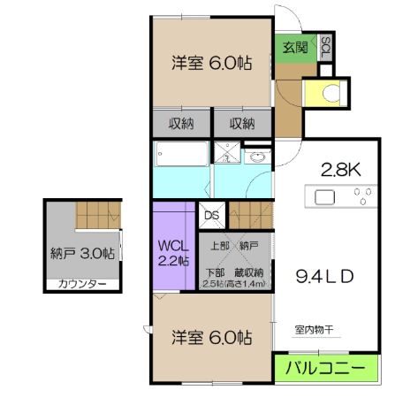 仮称野市町新築アパートの間取り