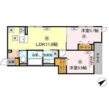 仮）Ｄ－ＲＯＯＭ登戸３丁目の間取り