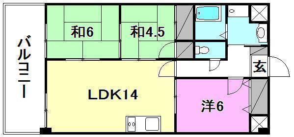 松山市道後湯之町のマンションの間取り