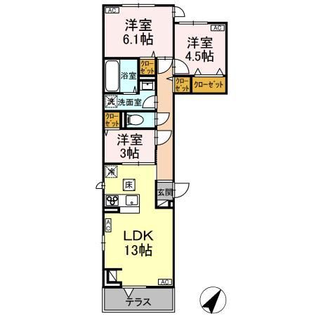 Ｄ－ＲＯＯＭ中町の間取り