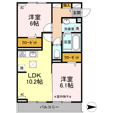 寒河江市大字寒河江のアパートの間取り