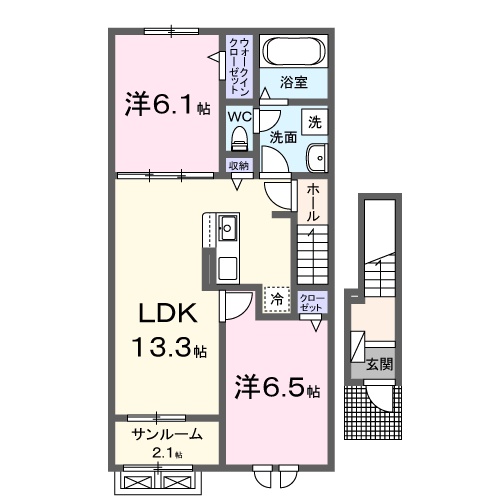 鳥取県境港市外江町（アパート）の賃貸物件の間取り