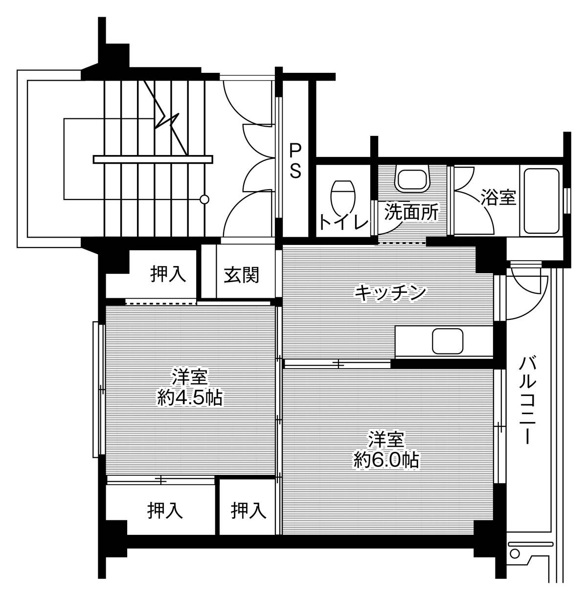 ＪＲ佐世保線 早岐駅 徒歩24分 5階建 築53年の間取り写真