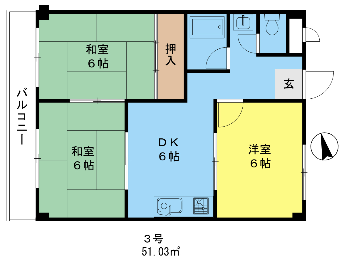 サンハイツ市岡の間取り