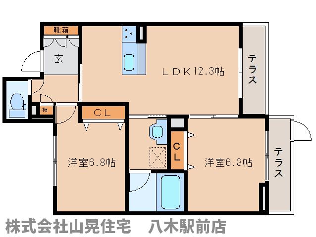 橿原市内膳町のマンションの間取り