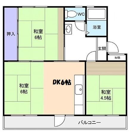 【高津団地５街区６棟の間取り】