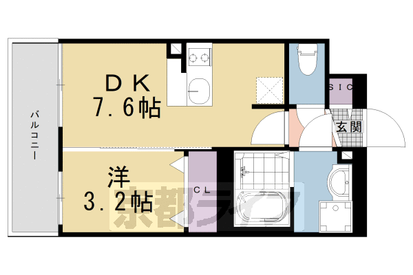 京都市南区東九条北河原町のマンションの間取り