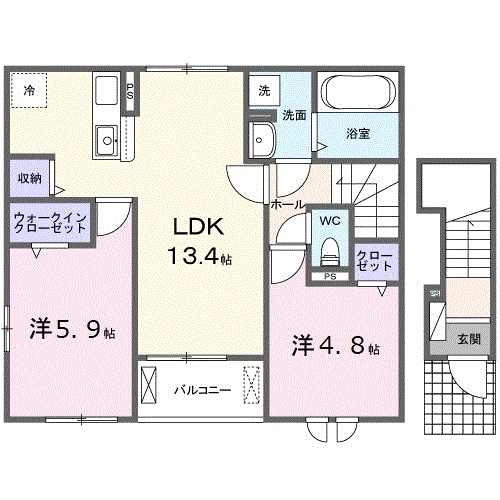 【広島市安芸区中野東のアパートの間取り】