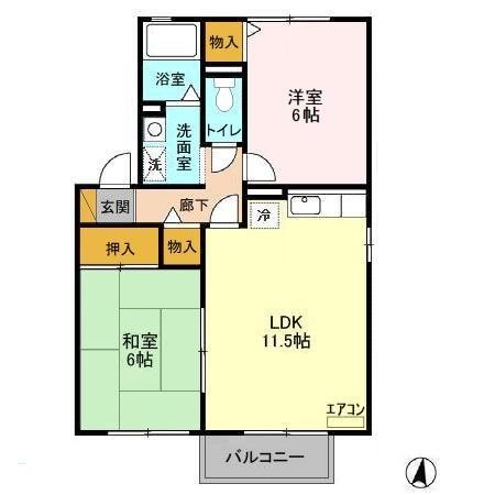 ピュアタウン南逆井Ａ　201号室の間取り