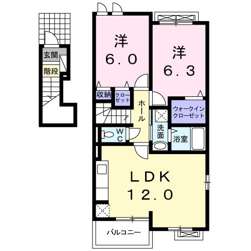 【福山市加茂町大字下加茂のアパートの間取り】