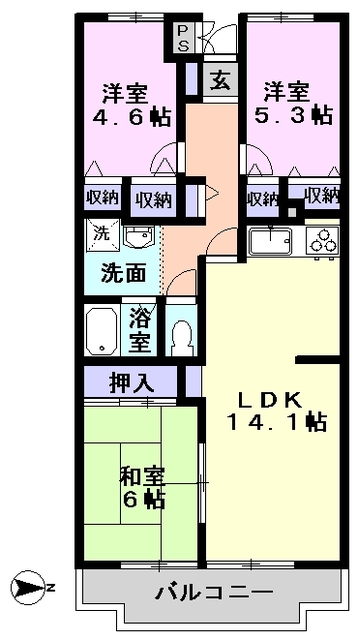 ジュネシオンＴＡＫＡＨＡＳＨＩの間取り