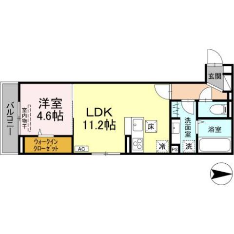 福山市神辺町大字川北のアパートの間取り