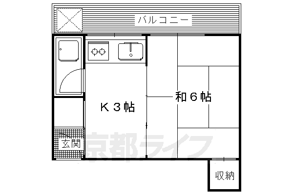 【京都市左京区上高野諸木町のマンションの間取り】