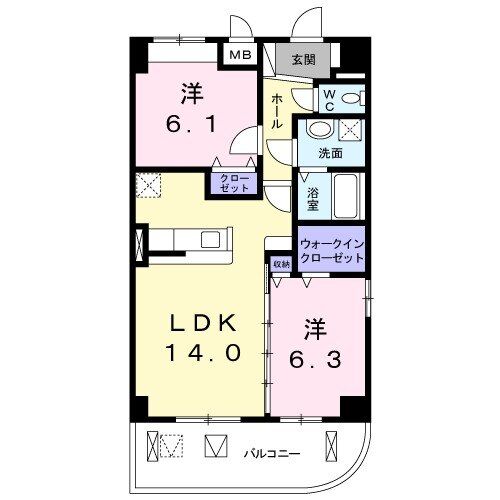 【岡山市南区浜野のマンションの間取り】