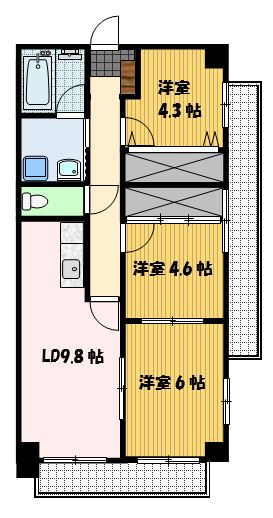 長崎市扇町のマンションの間取り