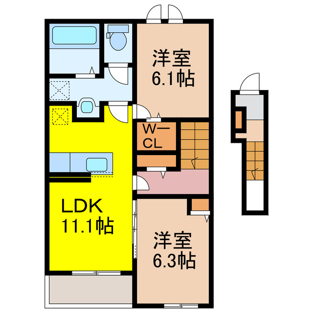 島原市萩が丘のアパートの間取り