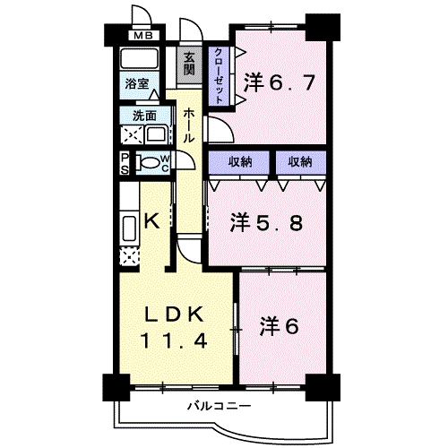 アンソレイエ湊の間取り