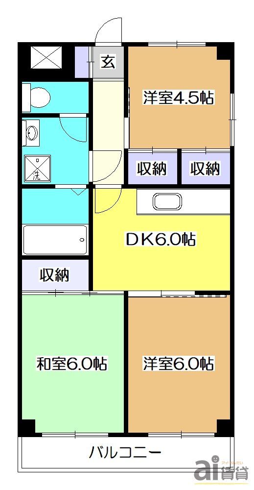 東村山市野口町のマンションの間取り