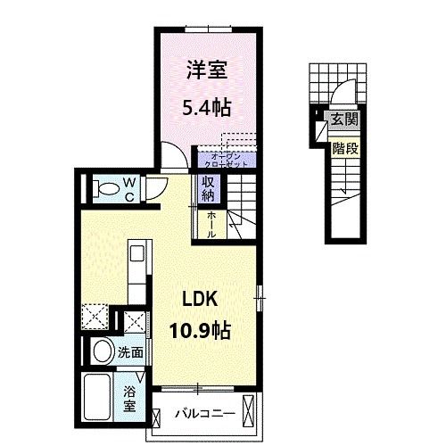 仙台市青葉区上愛子のアパートの間取り