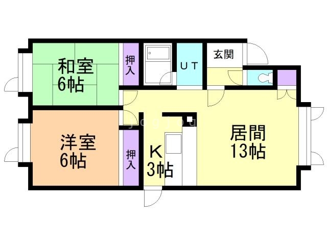 札幌市西区宮の沢二条のアパートの間取り