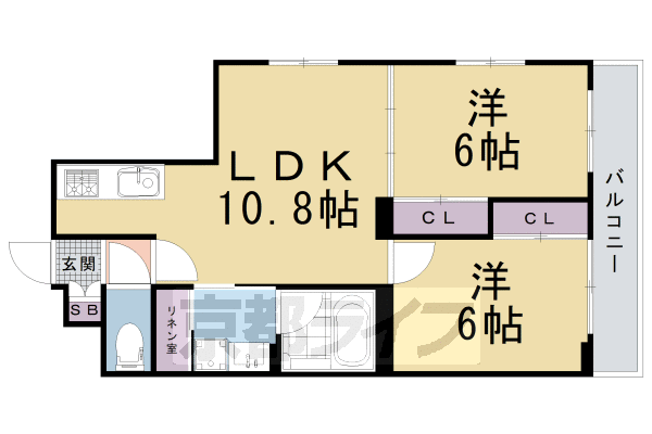 京都市上京区菱屋町のマンションの間取り