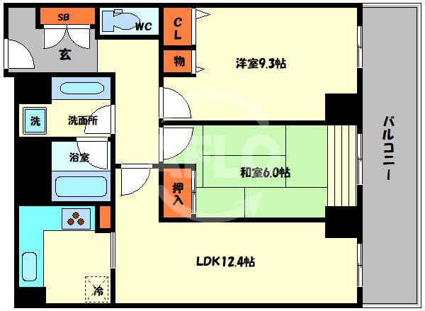 大阪市港区弁天のマンションの間取り