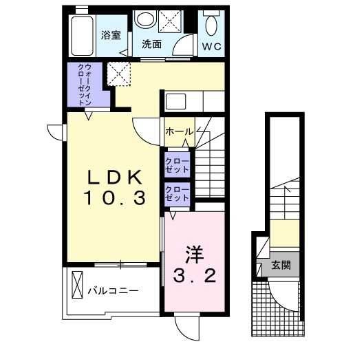 松戸市五香南のアパートの間取り