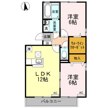 リビングタウン旭川 B棟の間取り