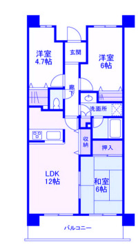 神奈川県川崎市中原区下小田中２（マンション）の賃貸物件の間取り
