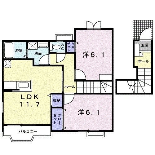 掛川市成滝のアパートの間取り